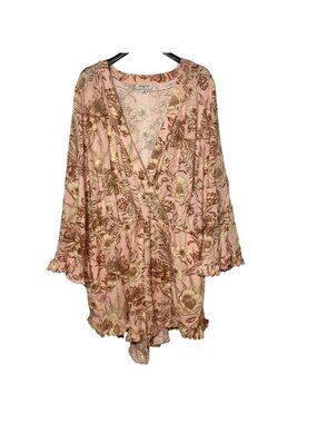 AguaBendita x Target Floral Flare Sleeve Scallop Trim Romper Pink Sz 2X